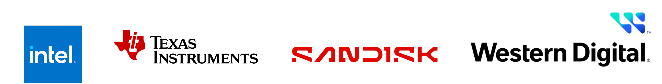 Intel, Texas Instruments, SanDisk, Western Digital